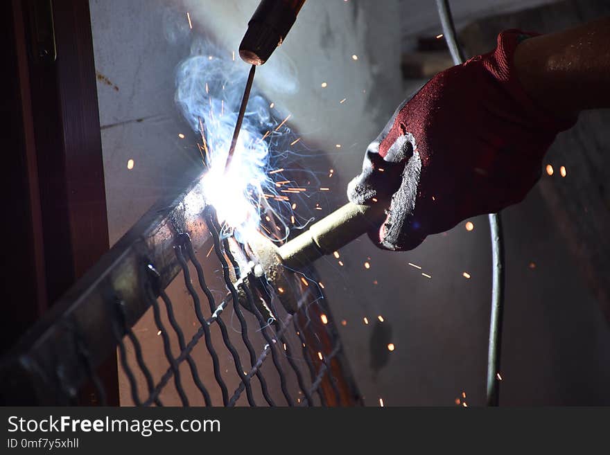 Very nice sparks from digging the gates in my garden in the sunset