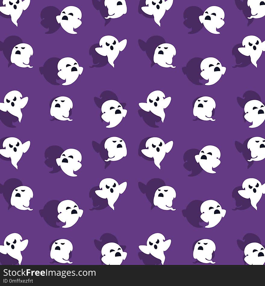 Halloween card with ghost pattern background vector illustration design