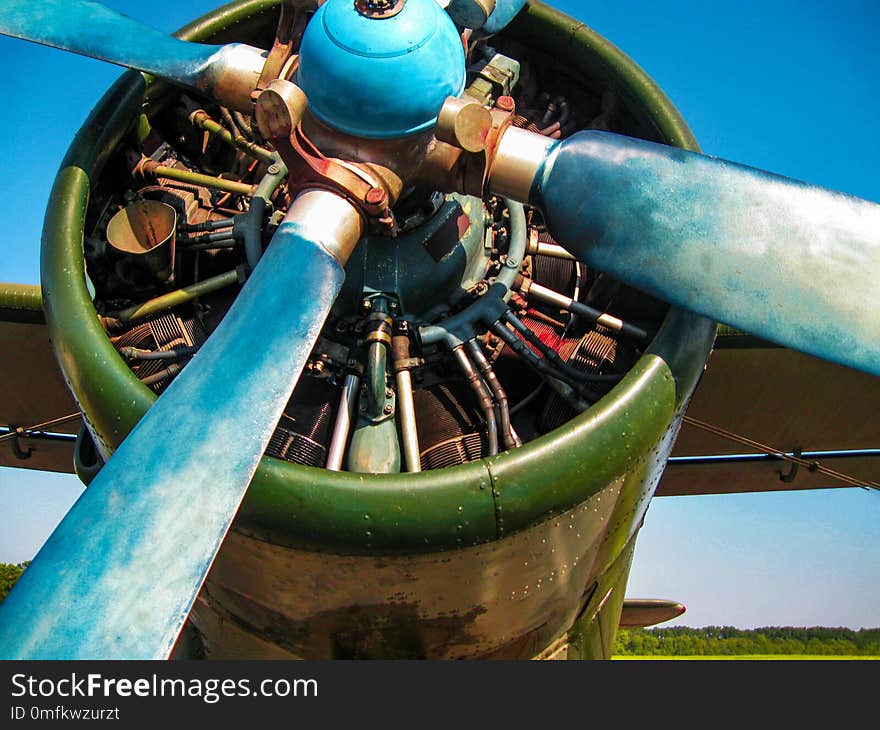 The propeller of the old military aircraft