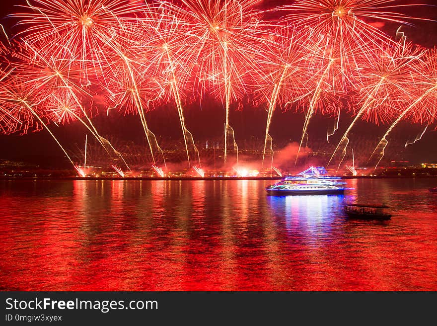 Chinese fireworks on night background