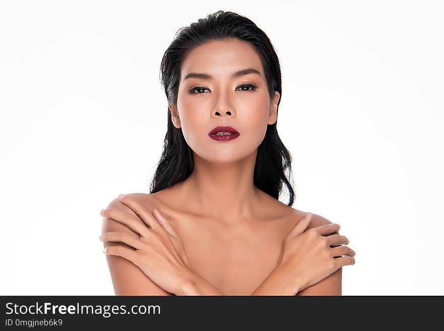 Young asian woman with clean skin of the face