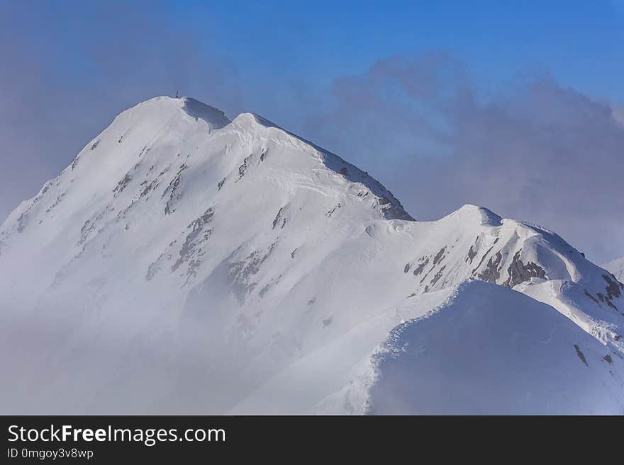 The Moldoveanu Peak in winter. Fagaras Mountains, Romania