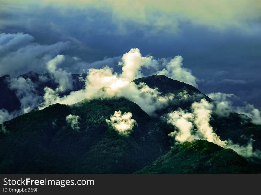 Cloud formations in Swiss mountains Ticino