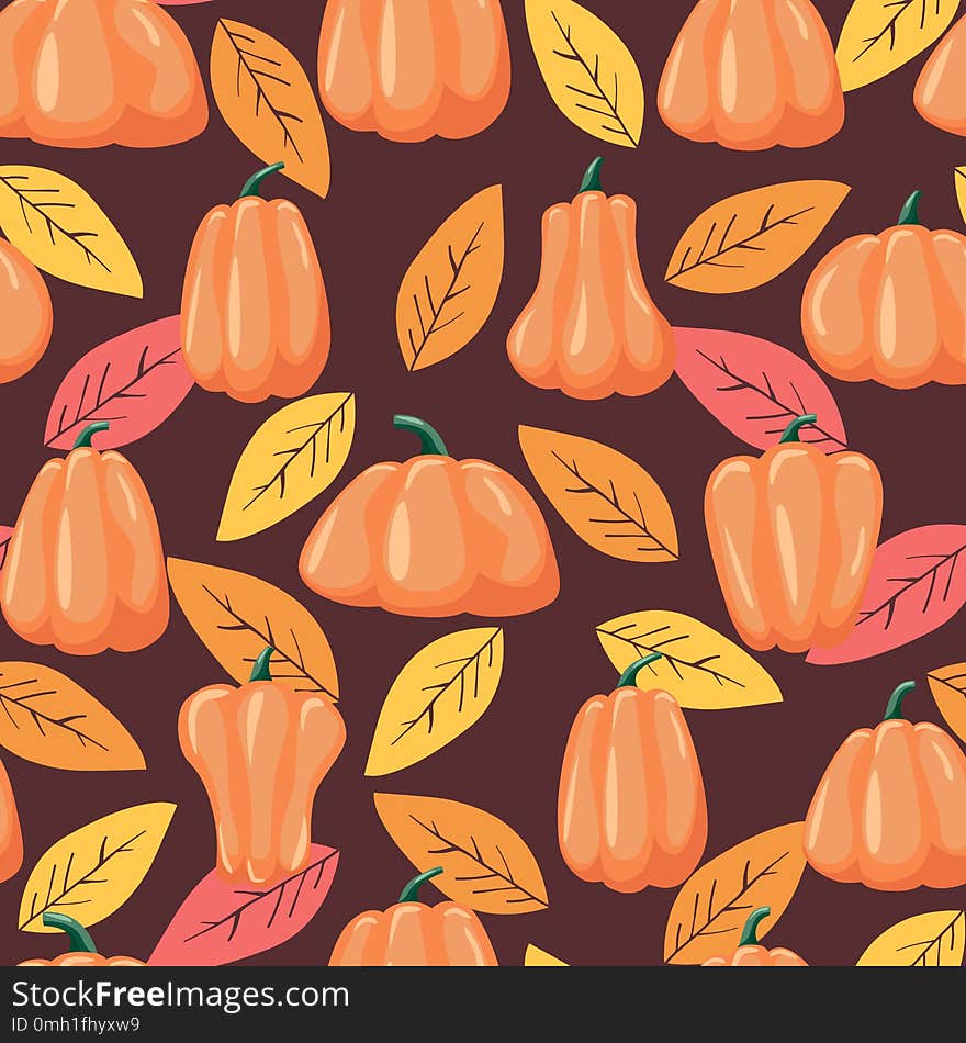 Seamless Patterns Pumpkin. Halloween Background Vector Illustration