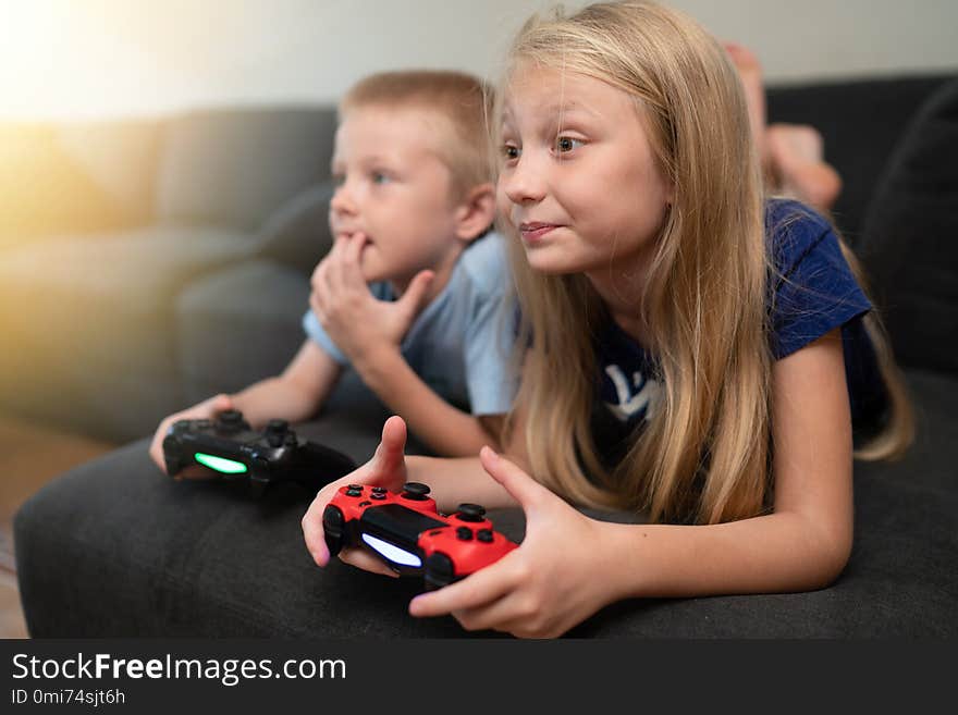 Children playing video games