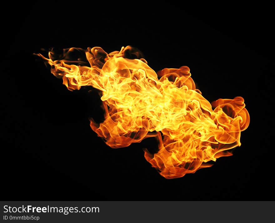 Fire flames collection isolated on black background.