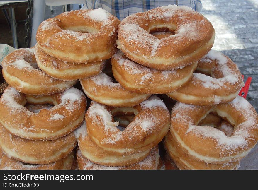 Baked Goods, Pączki, Doughnut, Powdered Sugar