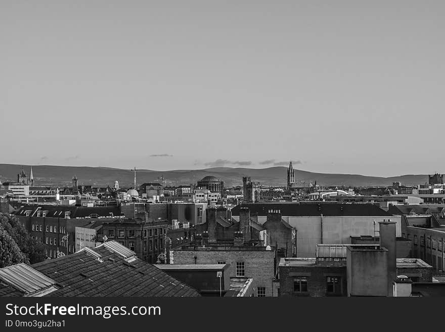 Black And White, City, Sky, Skyline