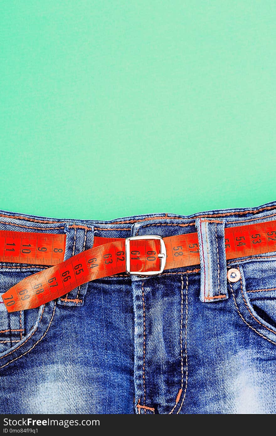 Jeans and measuring subject for weight loss