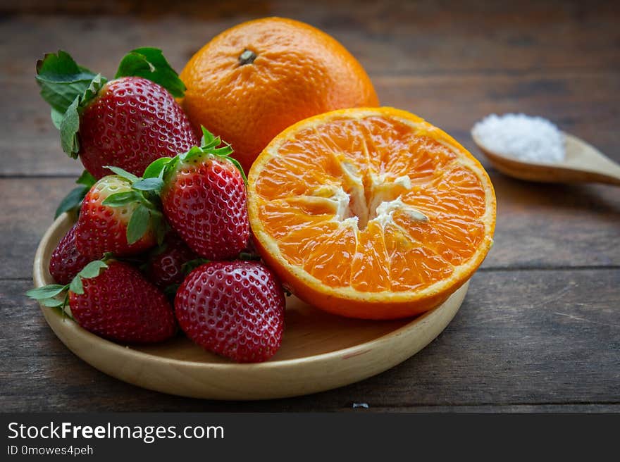 strawberry and orange fruit vitamin diet for healthy.