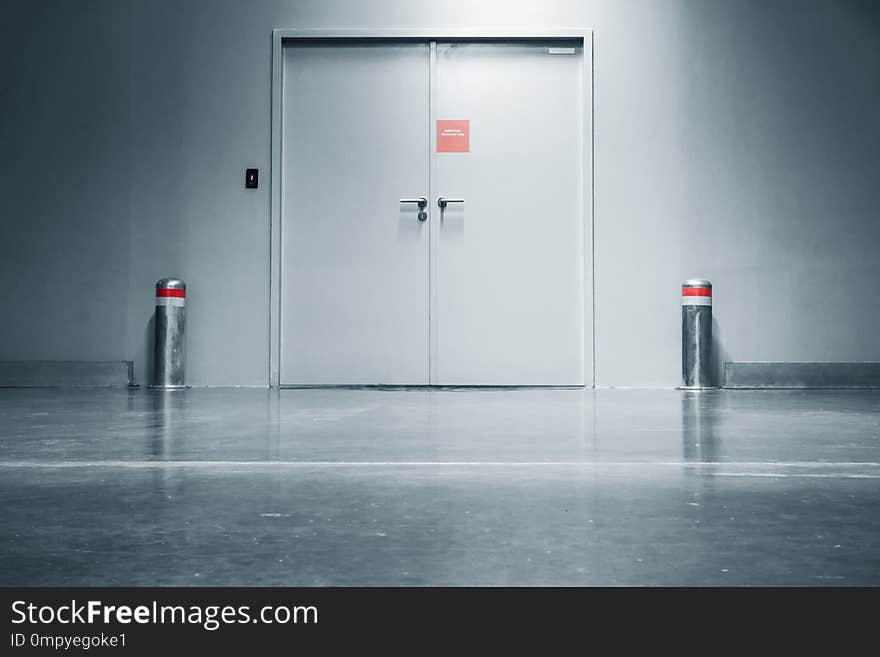 Steel securities door and fire protection system in department store.