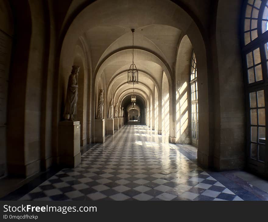 Arch, Arcade, Medieval Architecture, Light