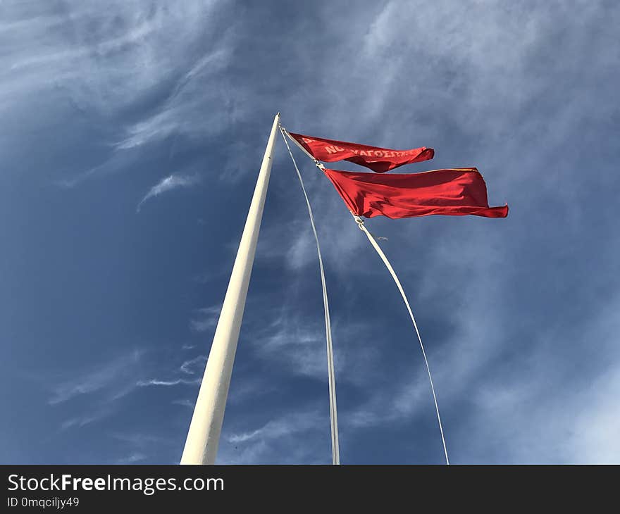 Sky, Cloud, Flag, Wind