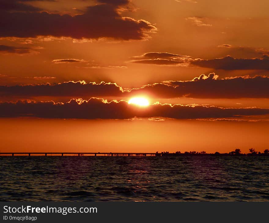 Sky, Horizon, Afterglow, Sunset