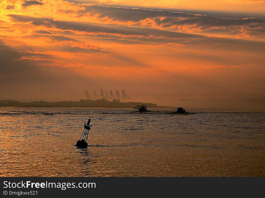 The Golden beach and colorful sky