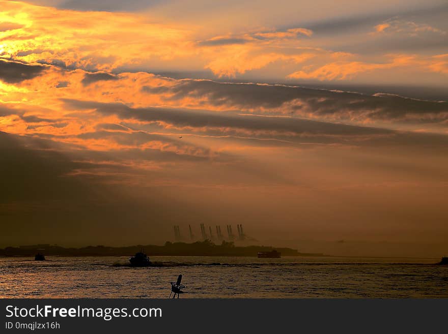 The Golden Beach And Colorful Sky