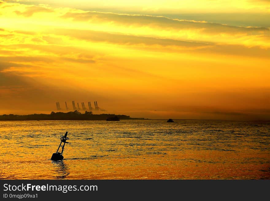 The Golden beach and colorful sky