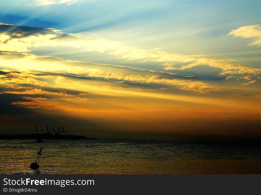 The Golden beach and colorful sky