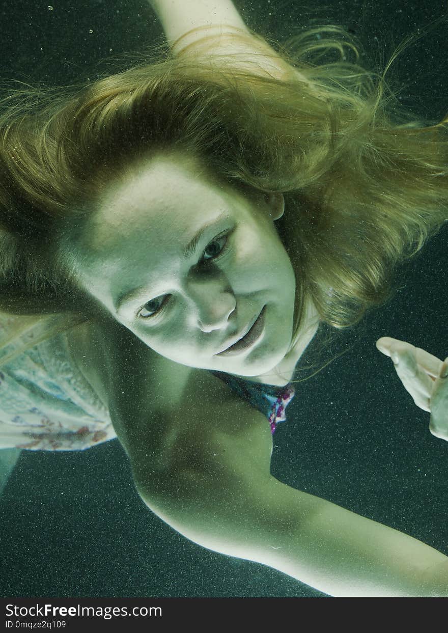 Face, Underwater, Green, Beauty