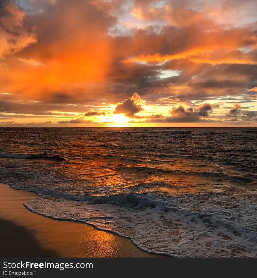 Horizon, Sky, Sea, Sunset