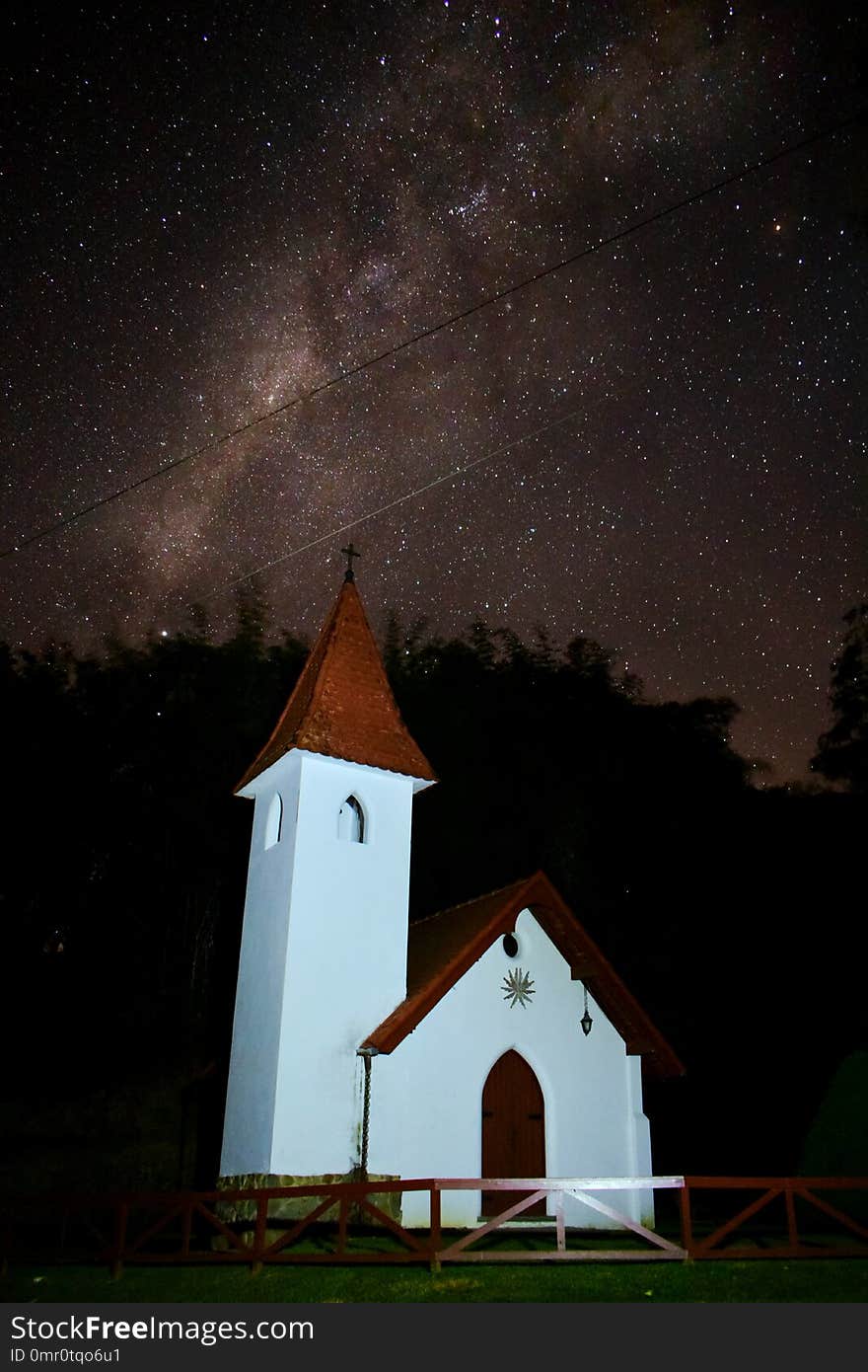 The Church and the Milky Way in the dark night