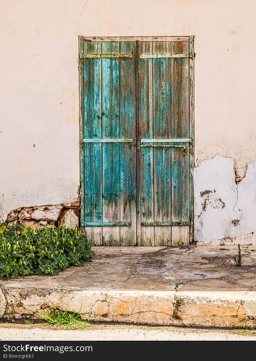 Blue, Wall, Window, Door