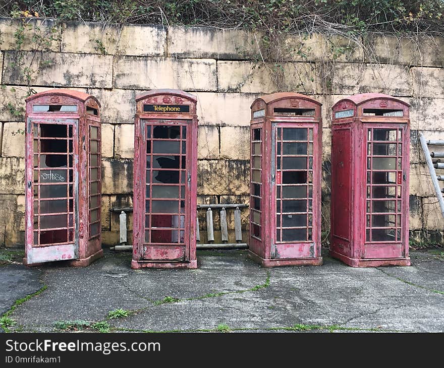 Telephone Booth, Outdoor Structure, Window, Door