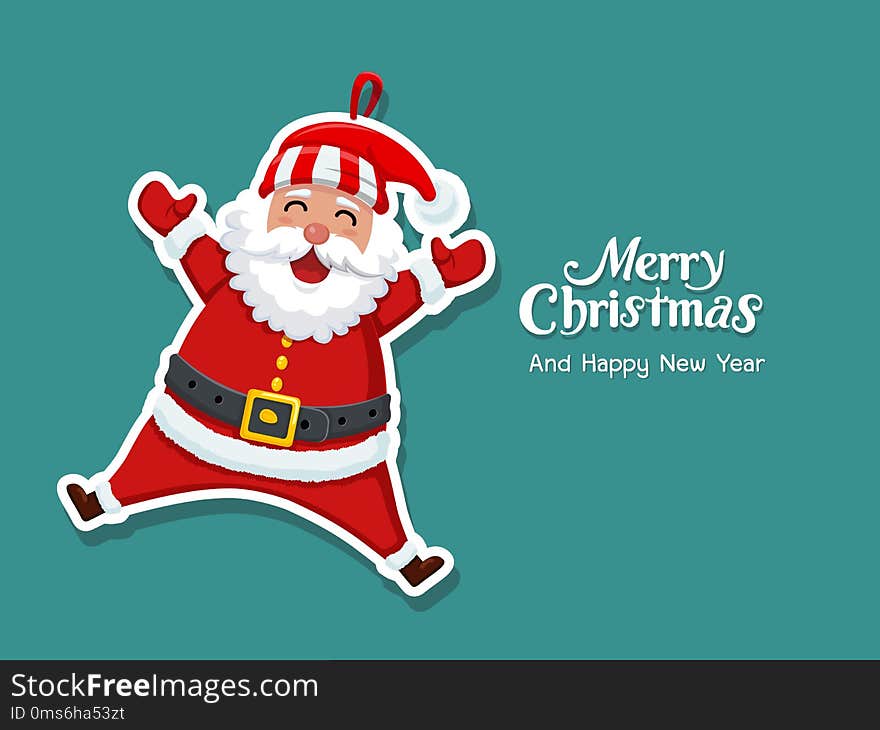 Cute Cartoon Santa Claus Sticker. Merry Christmas and happy new