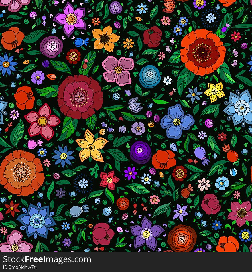 Floral Seamless Pattern With Flowers.