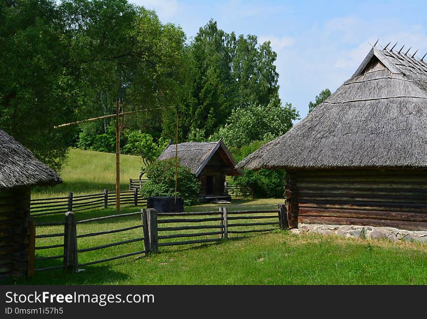 Cottage, House, Tree, Grass