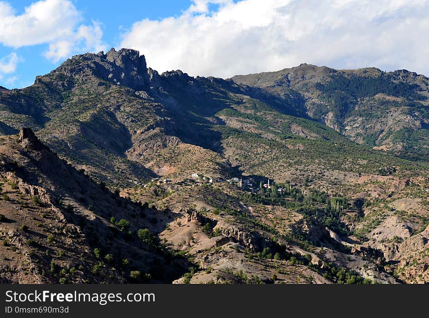 Mountainous Landforms, Mountain, Sky, Ridge