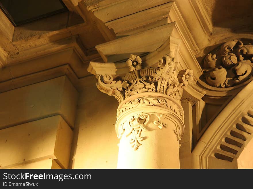 Column, Structure, Carving, Ceiling