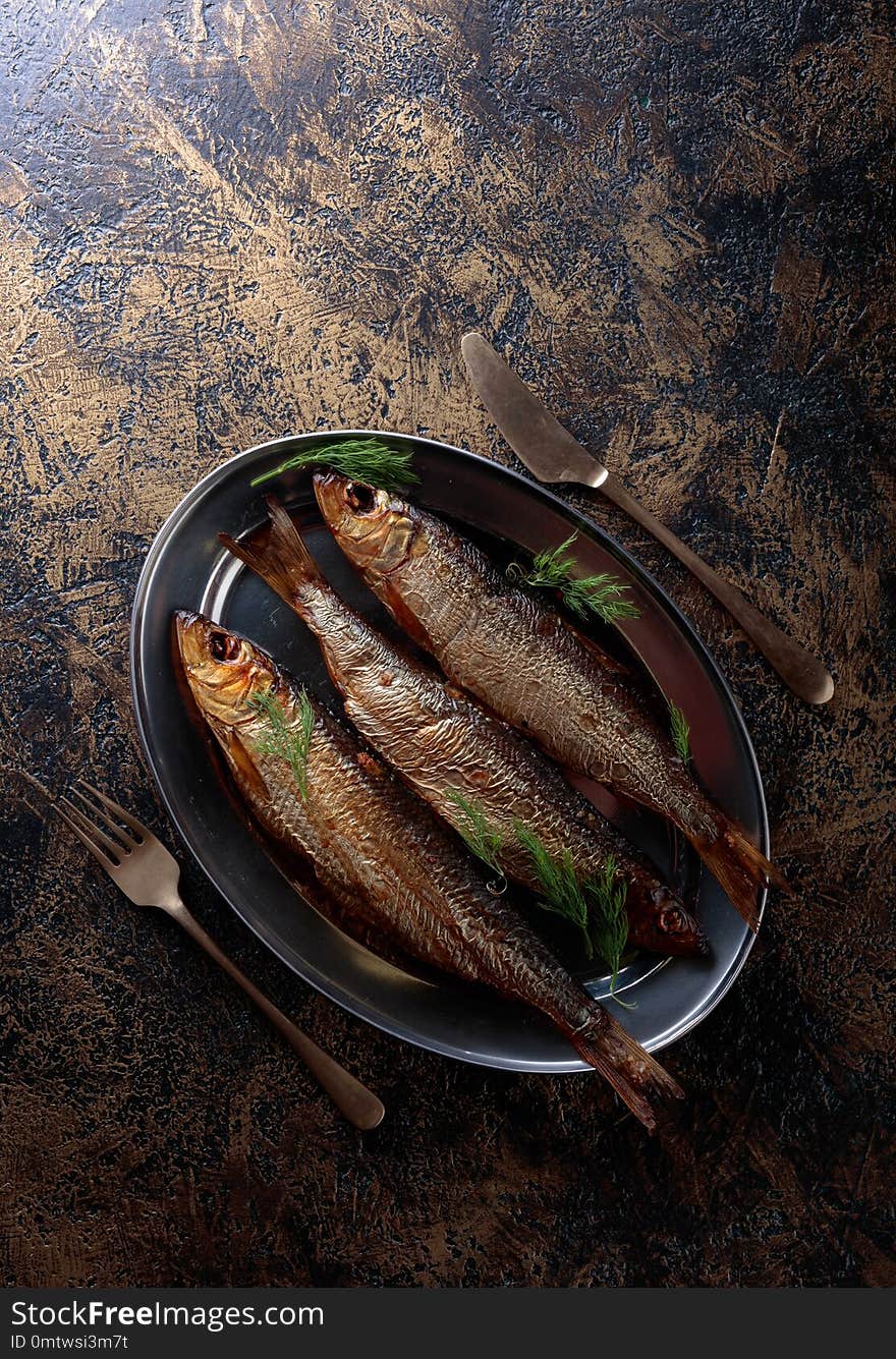 Smoked herring with dill.