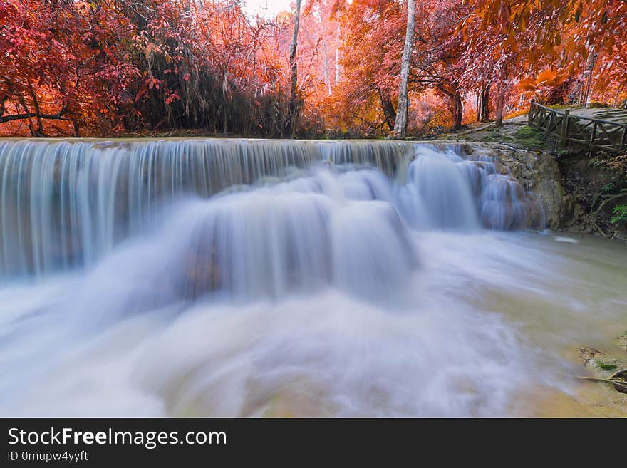 Waterfall in rain forest. & x28;Tat Kuang Si Waterfalls at Luang prabang, Laos& x29;. Waterfall in rain forest. & x28;Tat Kuang Si Waterfalls at Luang prabang, Laos& x29;