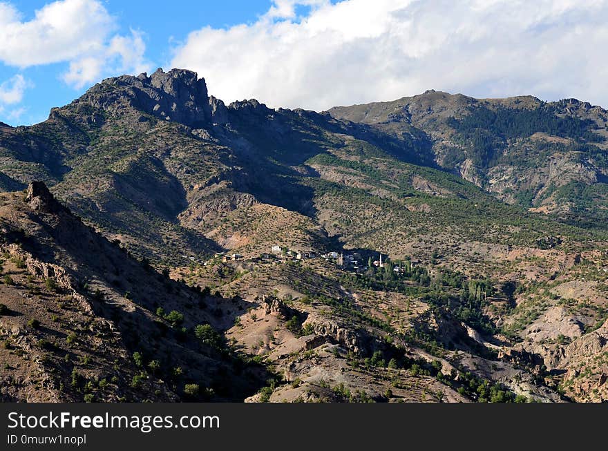 Mountainous Landforms, Mountain, Sky, Ridge