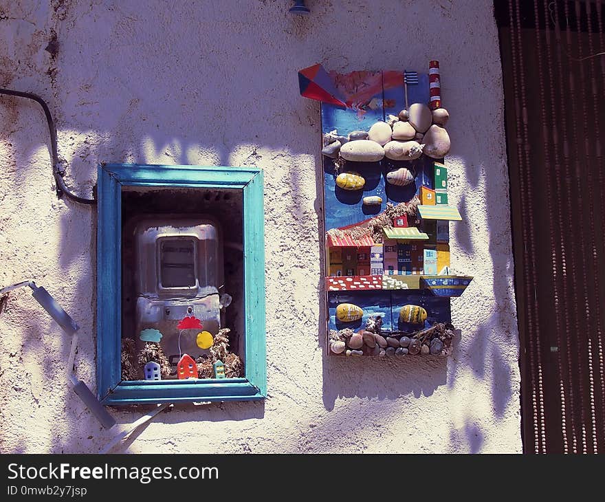 Blue, Window, House, Art