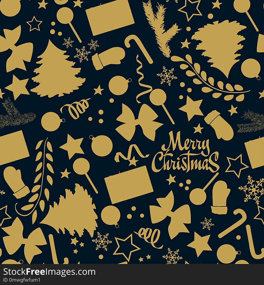 Merry Christmas seamless pattern with Christmas elements for your design.