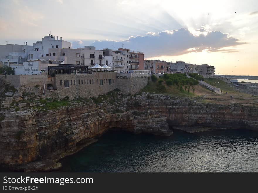 Sea, Sky, Coast, Town