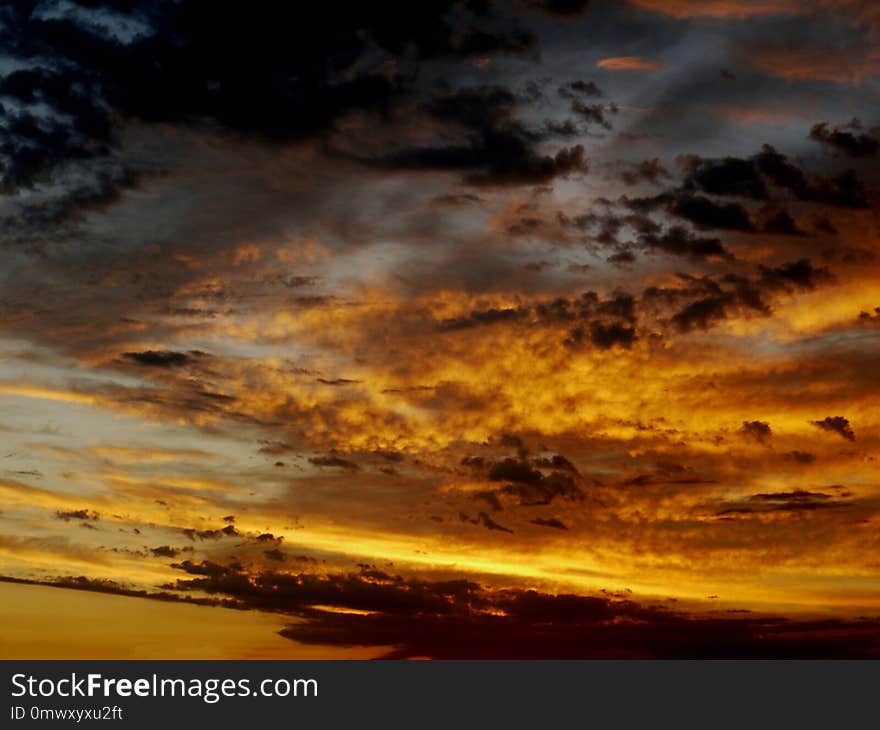 Sky, Afterglow, Horizon, Red Sky At Morning