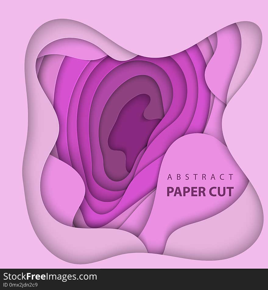 Vector background with lilac color paper cut shapes. 3D abstract