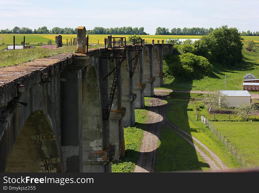 Waterway, Bridge, Viaduct, Grass