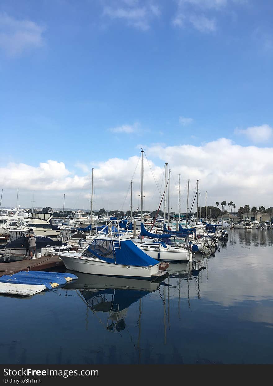 Marina, Water, Sky, Boat