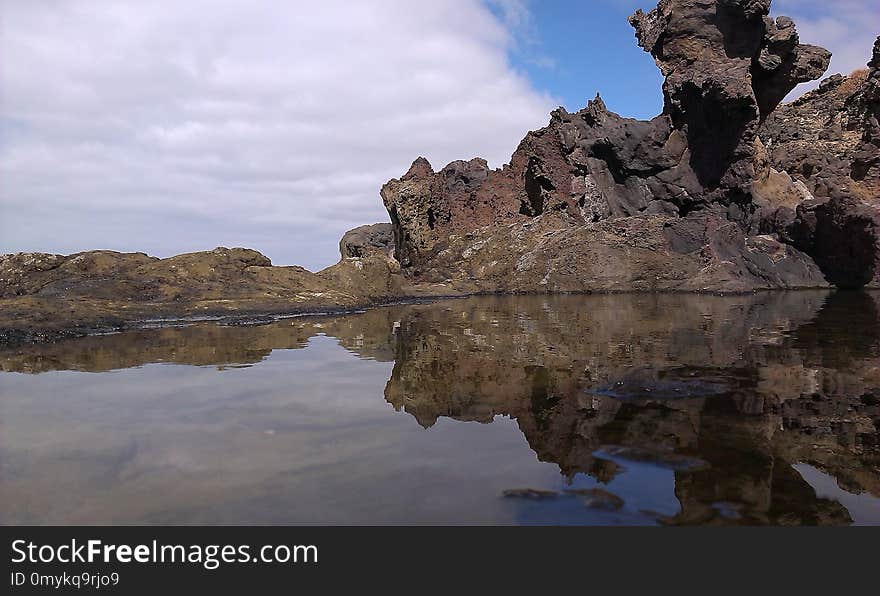 Reflection, Rock, Sky, Promontory