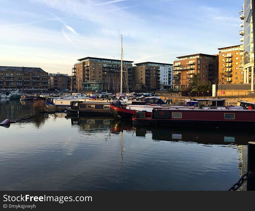 Reflection, Waterway, Marina, Water