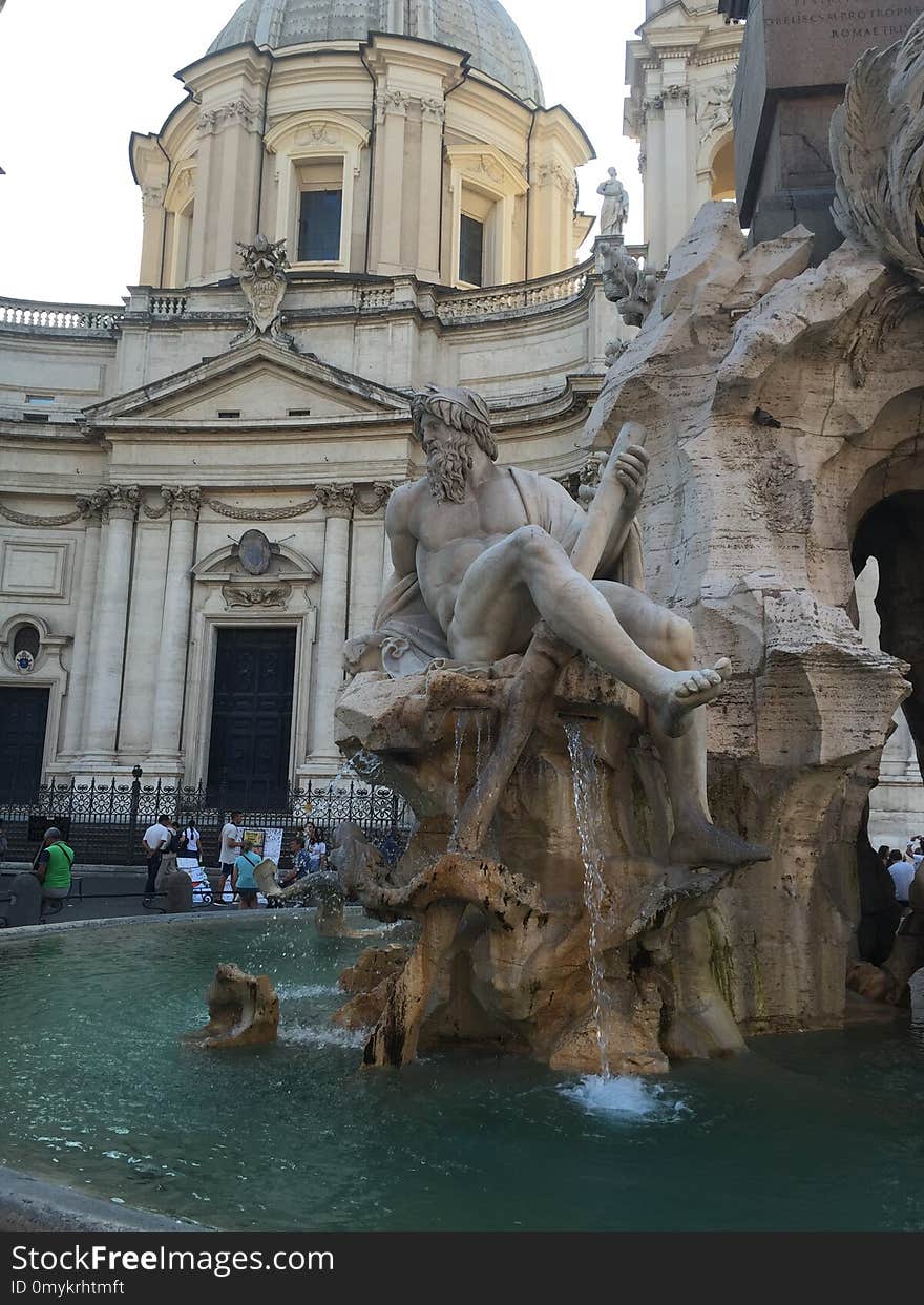 Fountain, Water, Statue, Sculpture