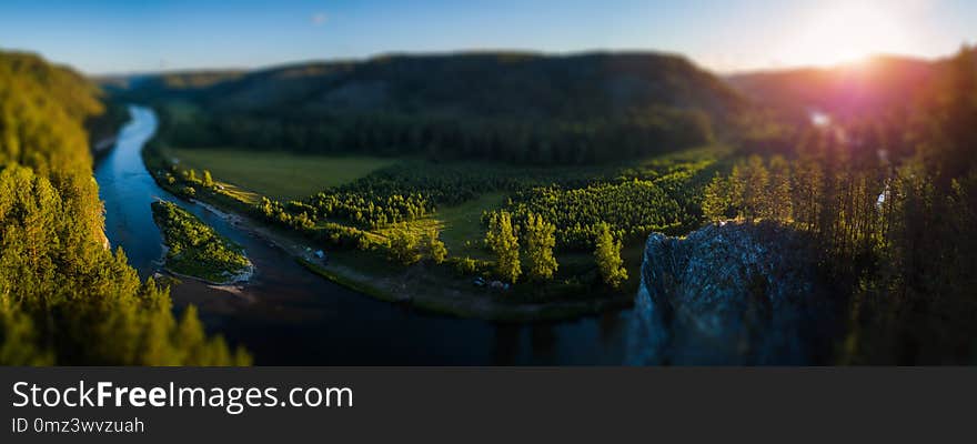 Aerial panorama of the Ural Mountains