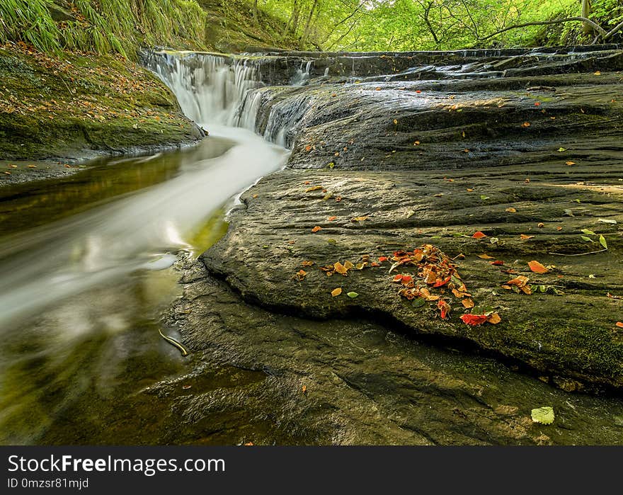 Autumn colour at waterfall.