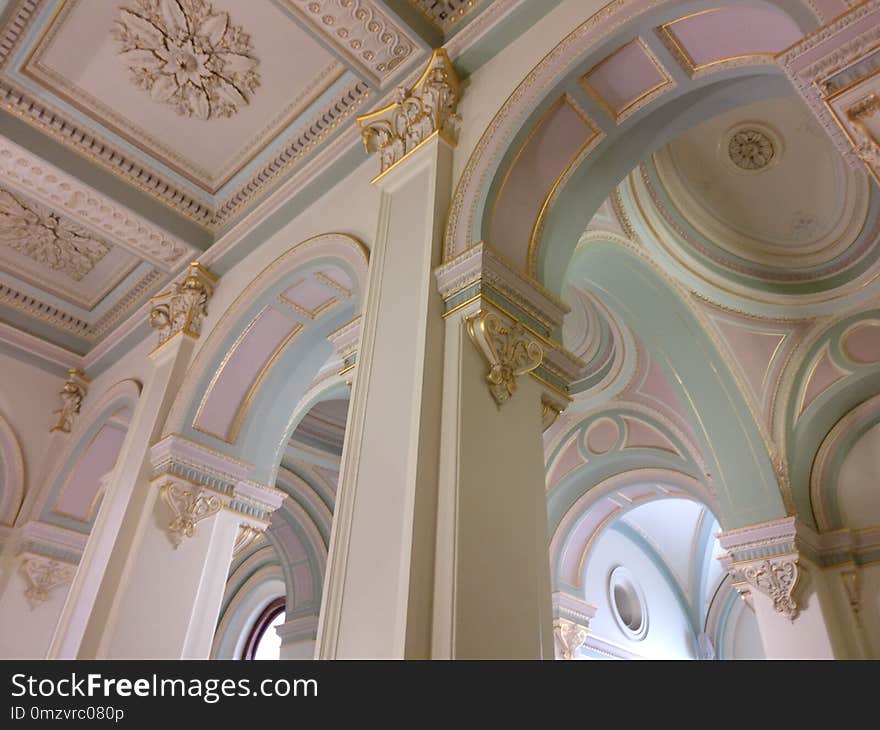 Ceiling, Column, Structure, Arch