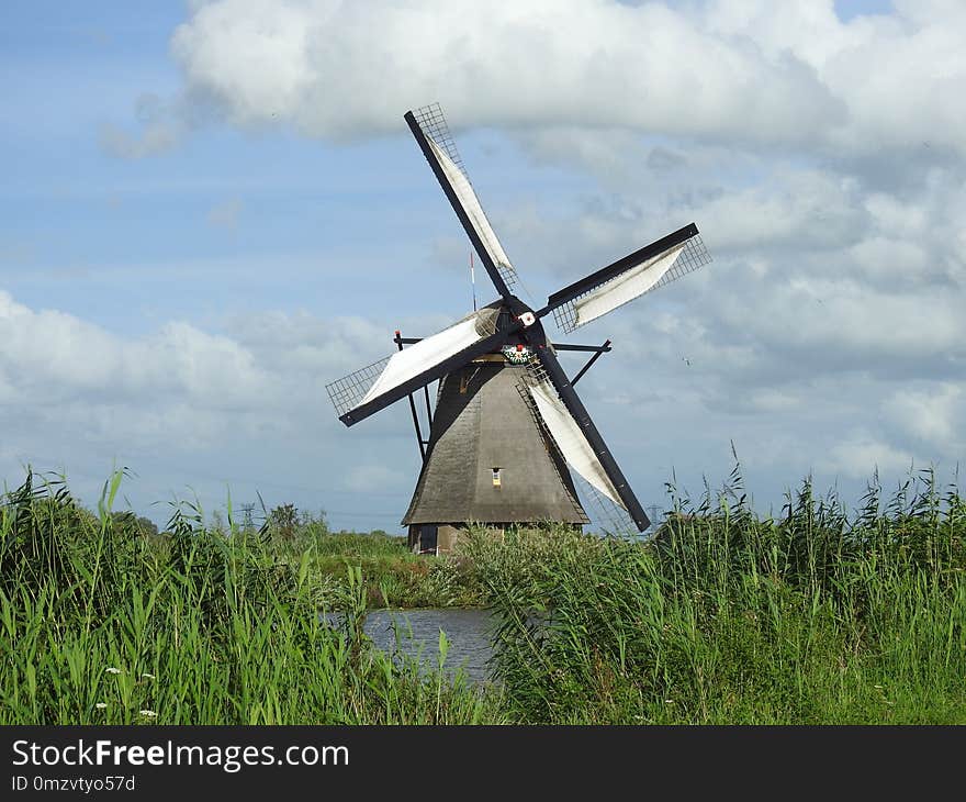 Windmill, Mill, Grassland, Wind Turbine