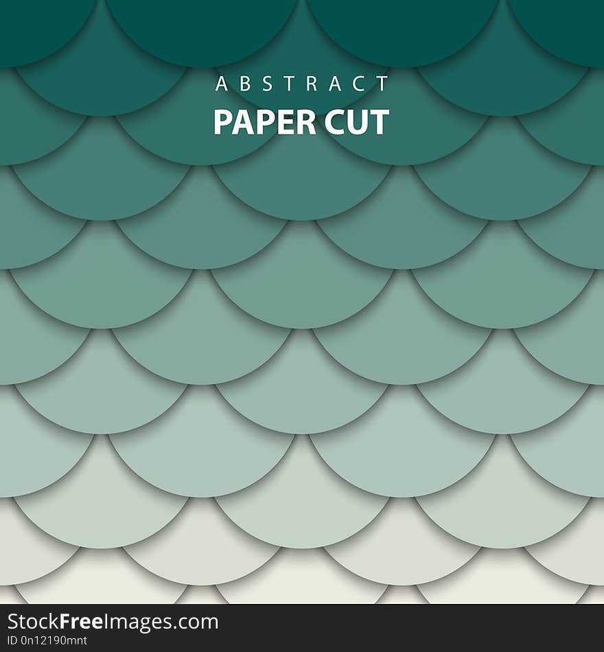 Vector Background With Beige And Green Colors Paper Cut Shapes.